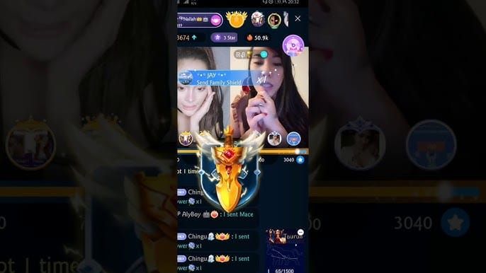 Bigo Live PK battle interface showing two streamers competing with gift counters