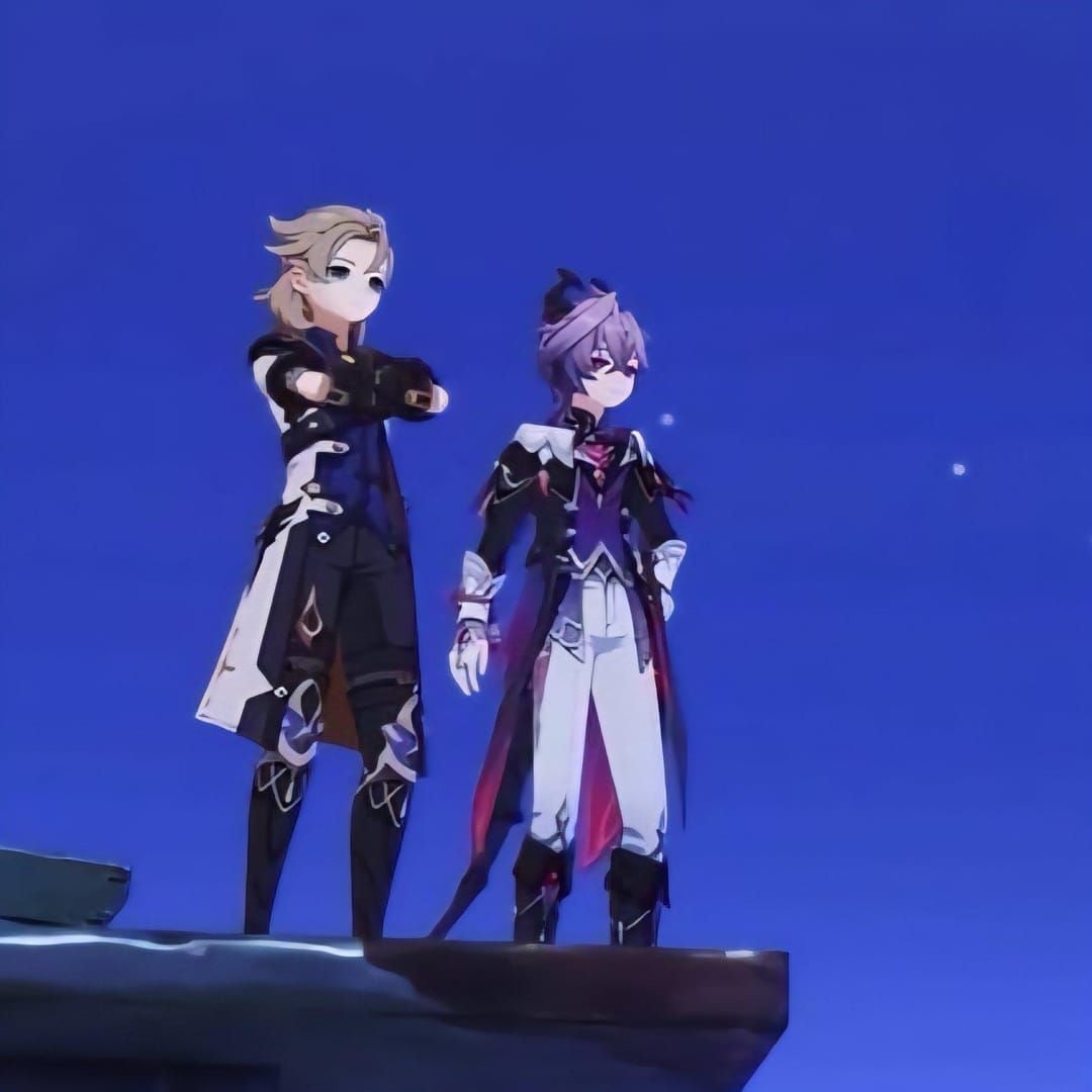 Albedo and human-form Durin in Genshin Impact, showing the result of alchemical synthesis