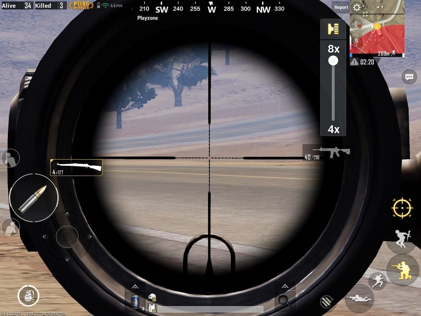 PUBG Mobile 8x scope long-range sniping view