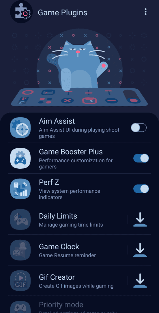 Интерфейс Samsung Game Booster с настройками производительности для оптимизации PUBG Mobile