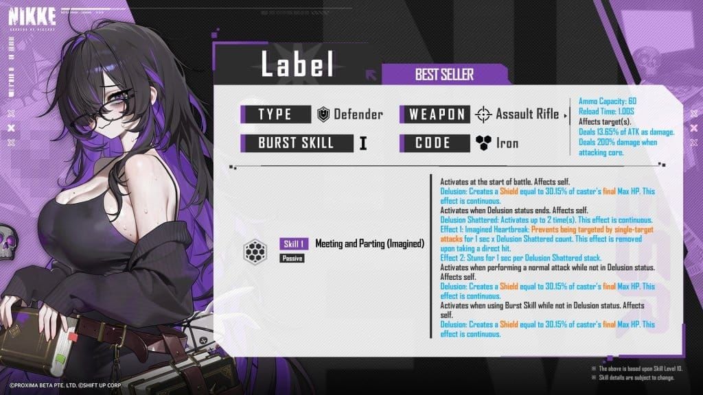 Skill priority guide for Label in Goddess of Victory NIKKE