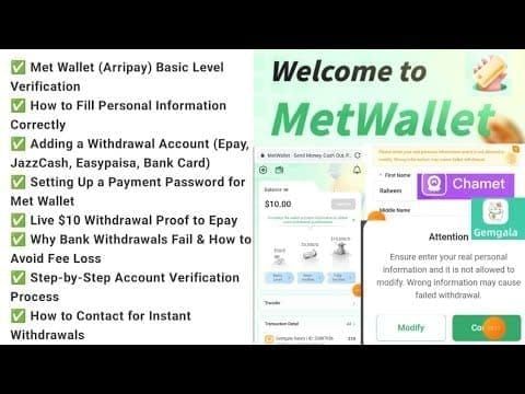 Chamet agent dashboard showing MetWallet binding process and payment setup steps