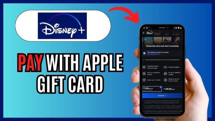 Интерфейс оплаты Disney+ с помощью подарочной карты Apple