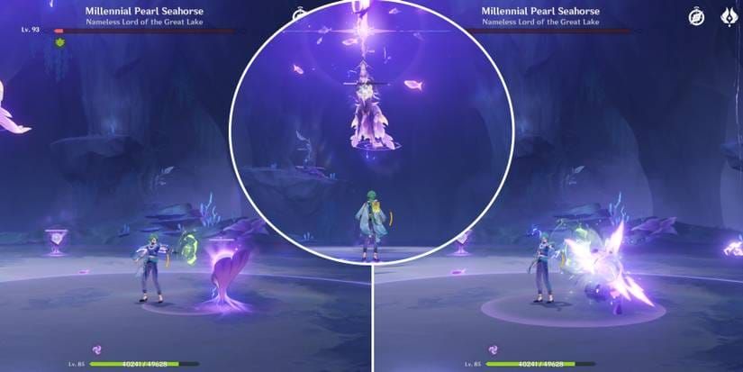 Морской конёк тысячелетней жемчужины boss displaying its Xenomare Pearl core during battle
