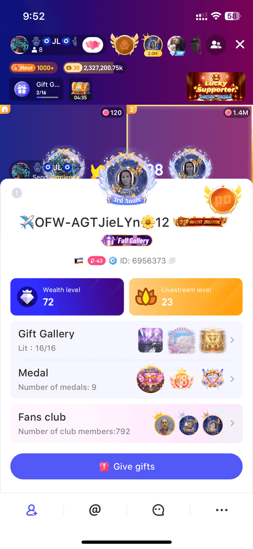 Poppo Live VIP membership levels showing bonus percentages and benefits