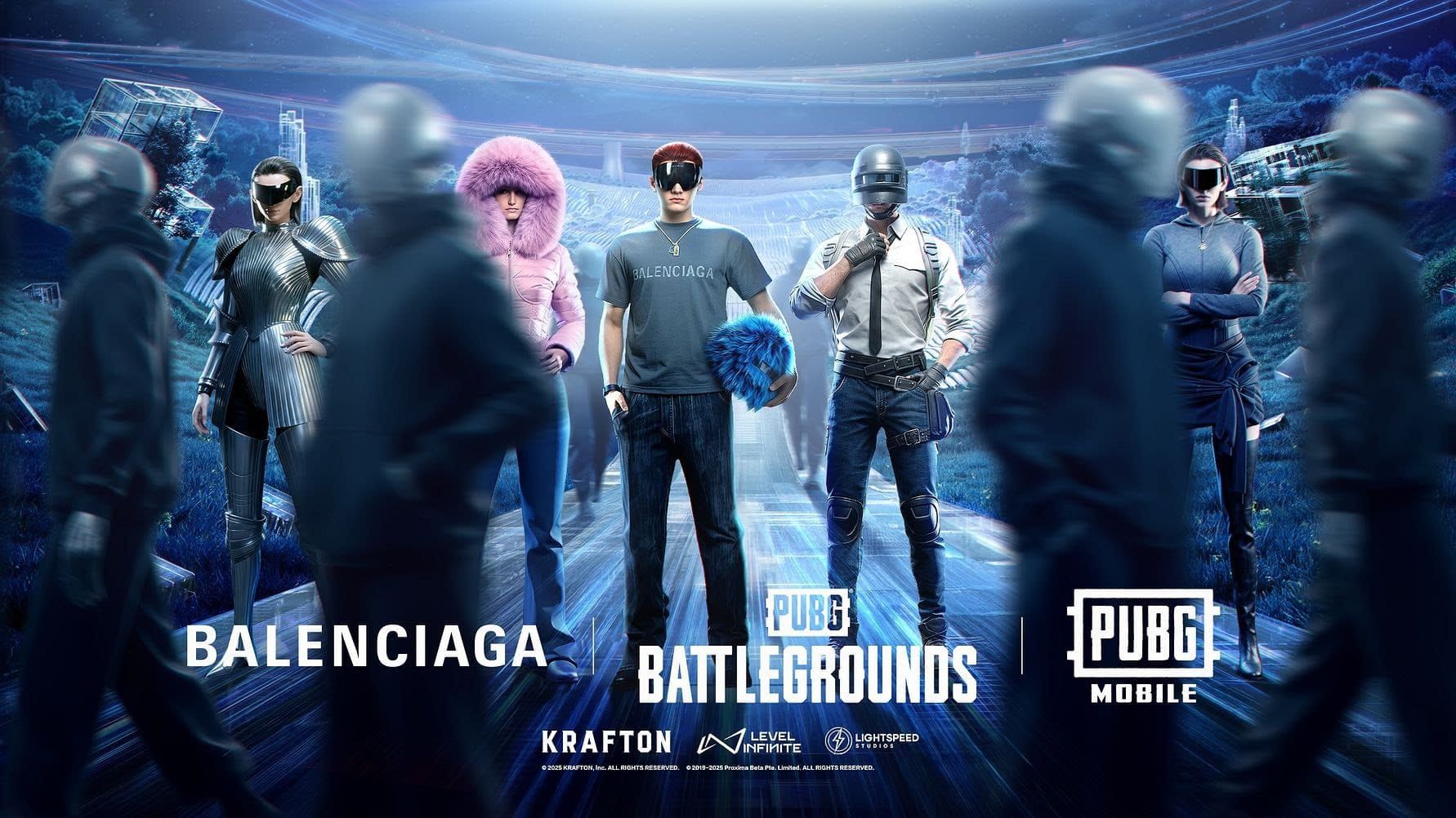 PUBG Mobile Faux Fur Helmet cosmetic from Balenciaga event with logo details