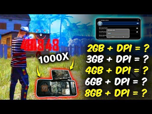 Таблица диапазонов DPI Free Fire по оперативной памяти