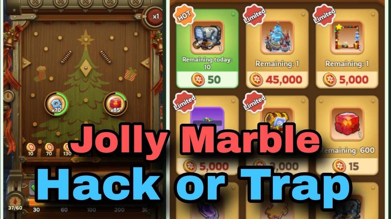 Руководство по мини-игре Whiteout Survival Jolly Marble, показывающее отскоки и уровни наград