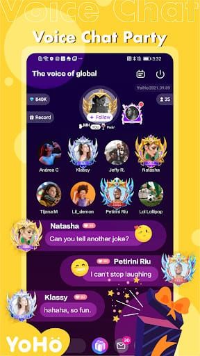 Интерфейс и анимация подарка за 500 монет в YoHo: Group Voice Chat для прокачки CP Space