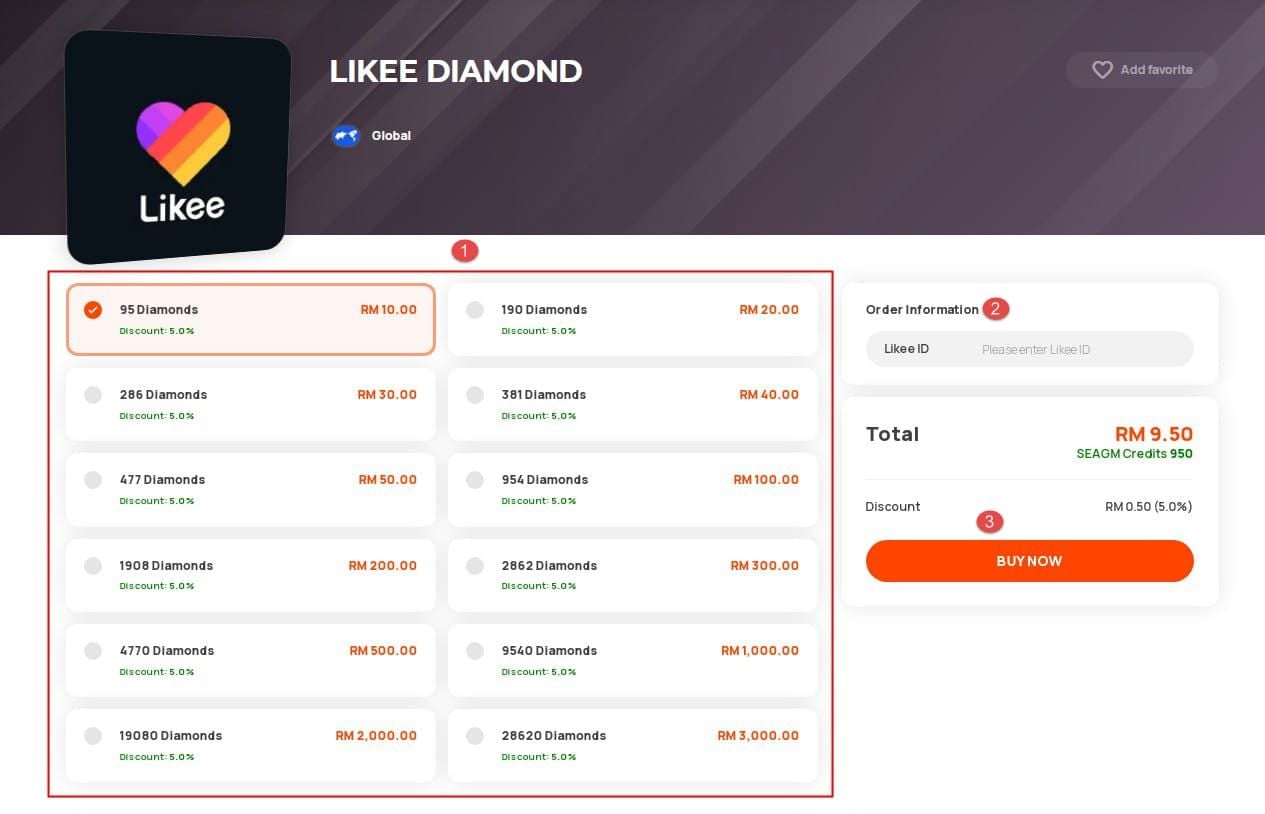 Пошаговое визуальное руководство по пополнению алмазов Likee через платформу BitTopup