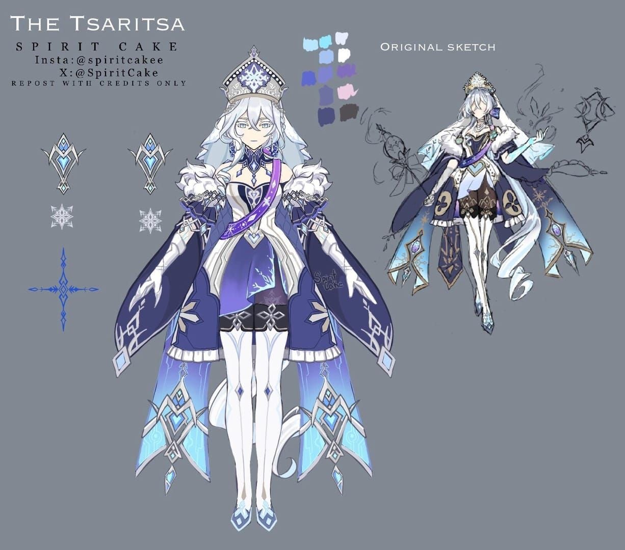 Genshin Impact Tsaritsa Anastasya Feodorovna in Archon regalia throne room artwork