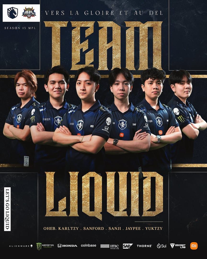 Интерфейс состава Team Liquid PH, отображающий всех пятерых игроков и их назначенные роли