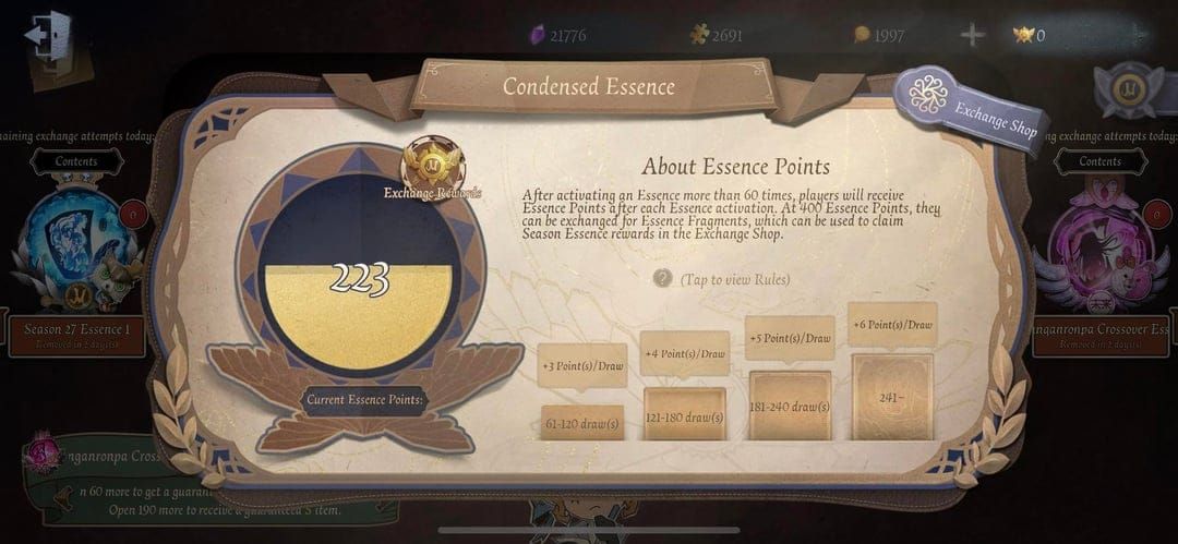 Identity V COA IX Championship Essences shop screenshot