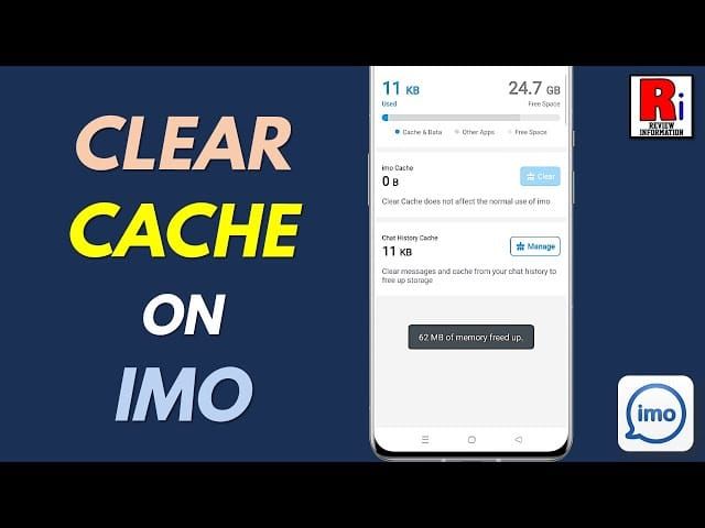 Скриншот настроек Android для очистки кэша и данных приложения IMO