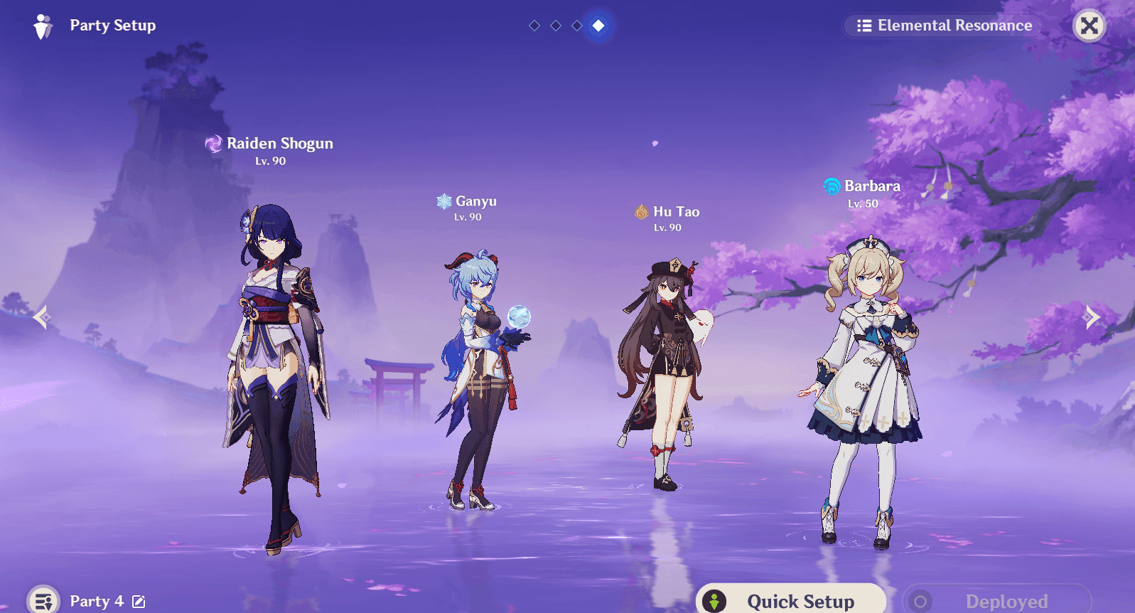 Genshin Impact character selection interface highlighting Bennett, Kazuha, and Xingqiu