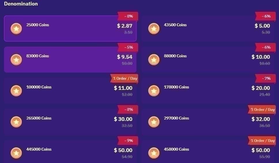 Сравнительная таблица CPD наборов монет SuperLive, показывающая стоимость одной монеты в зависимости от размера набора после «Карнавала»