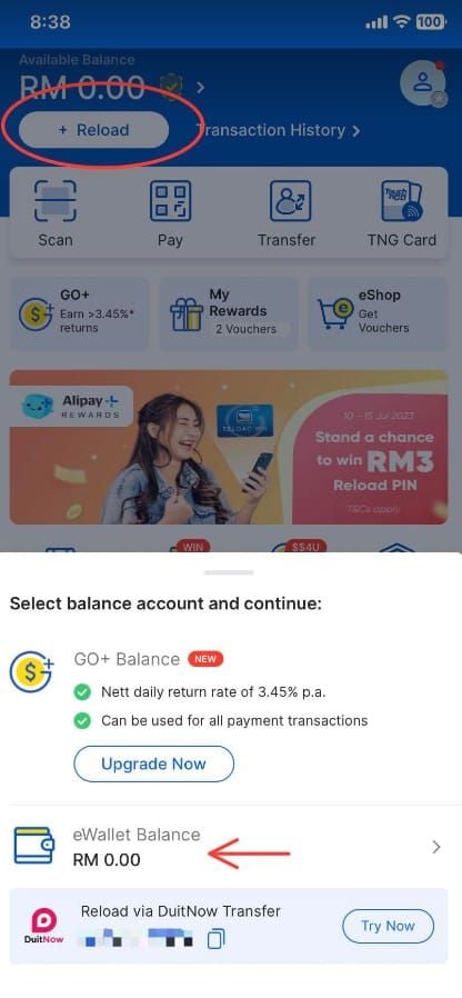 Пошаговое руководство на скриншоте по активации PIN-кода TNG в Touch 'n Go eWallet