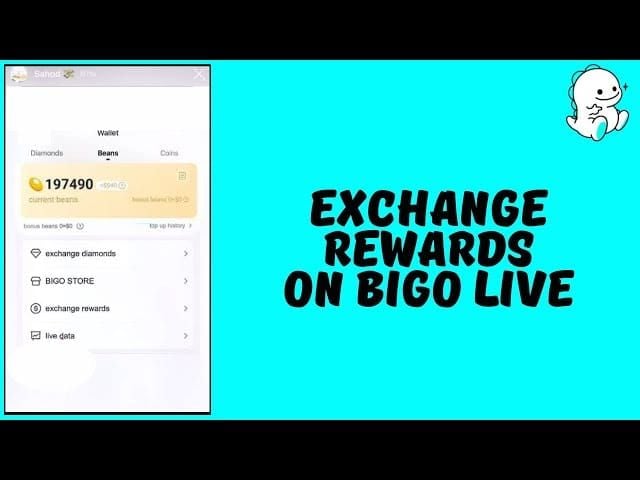 Скриншот панели управления Bigo Live, показывающий путь к разделу обмена наград