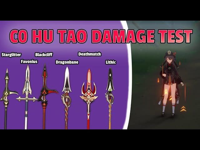 Genshin Impact Ху Тао character with Посох Хомы