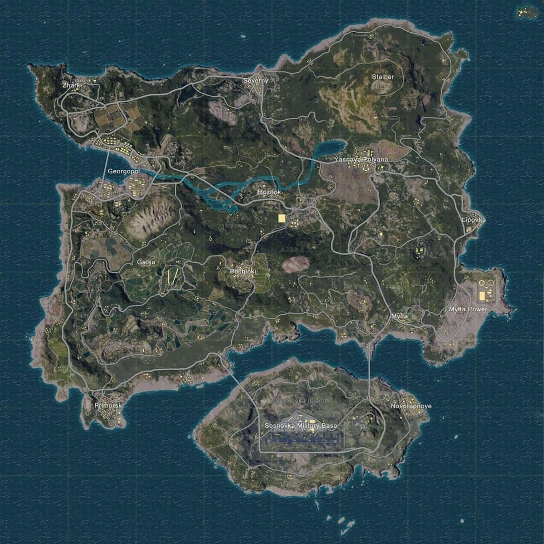 PUBG Mobile 4.2 Erangel map showing Prime Eye Portal locations in remade cities