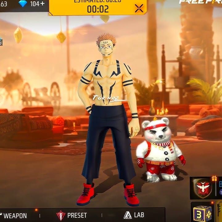 Арт персонажа Рёмен Сукуна из набора «Двуликий» коллаборации Free Fire OB52 Jujutsu Kaisen