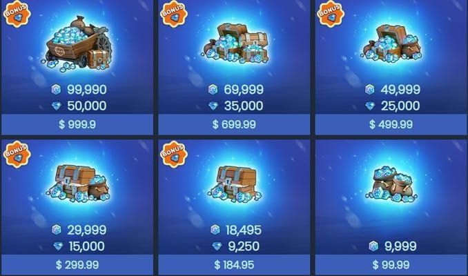 Интерфейс магазина Морозных звезд в Whiteout Survival, показывающий набор за $99.99 с 5% бонусом