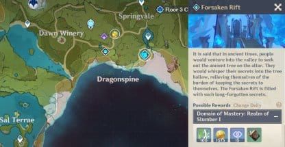 Интерфейс подземелья Genshin Impact Забытый каньон