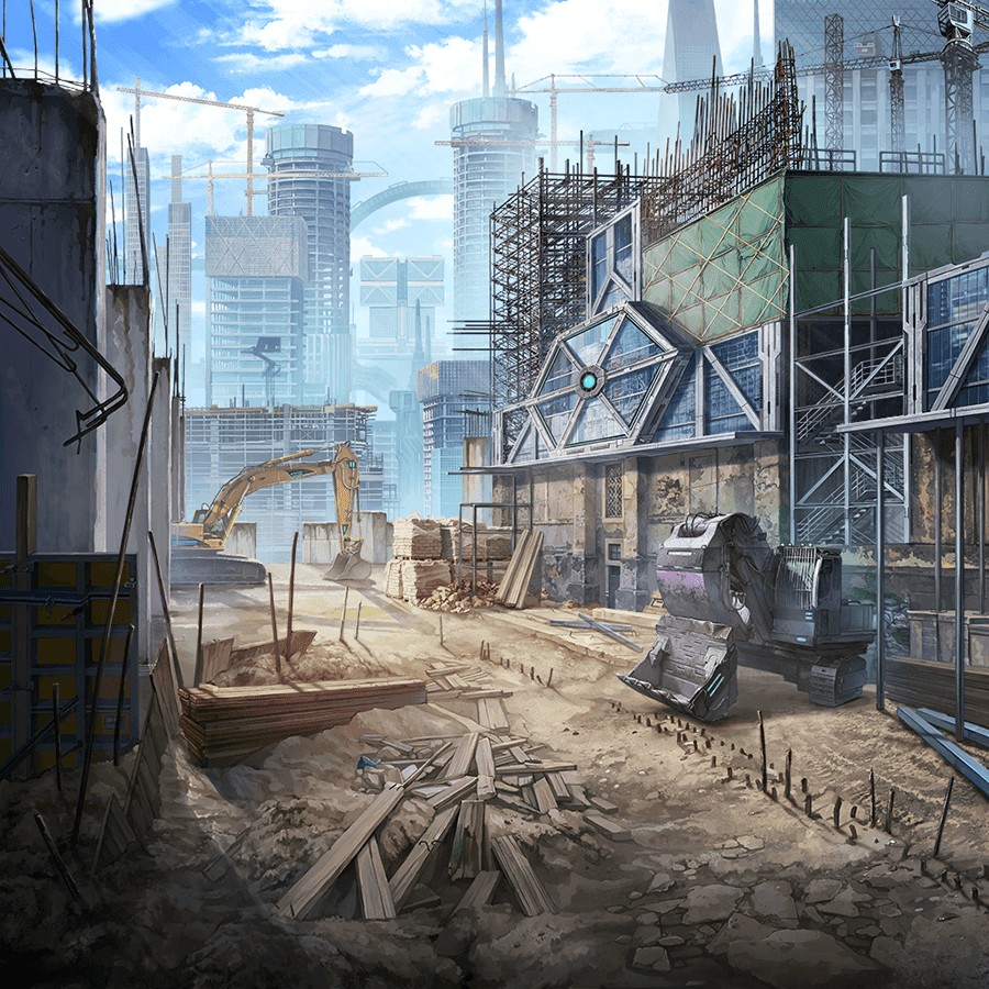 NIKKE Outpost main screen showing facility layout and resource generation systems