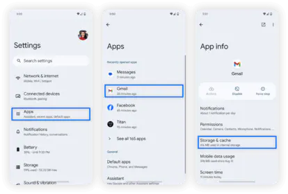 Очистка кэша и данных приложения в настройках Android