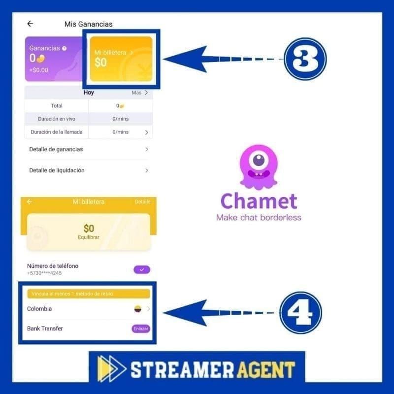 Chamet app guide: finding Wallet User ID in Profile/Settings