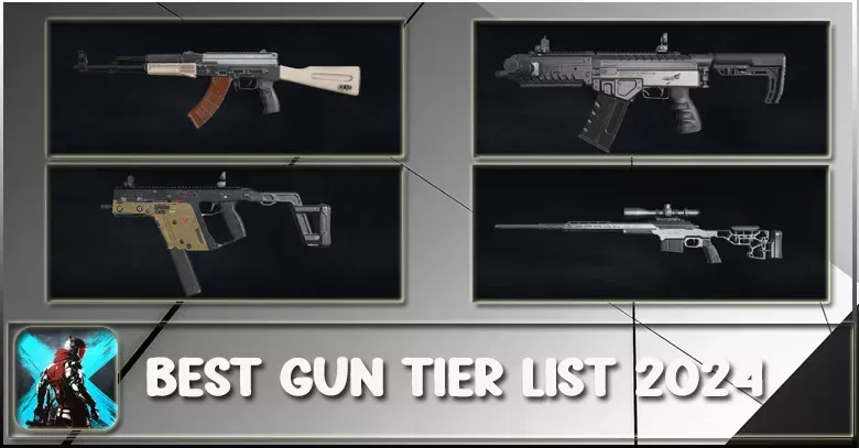 Blood Strike 2025 S-tier weapon ranking chart showing FAL, KAG-6, P90, and other top-tier weapons