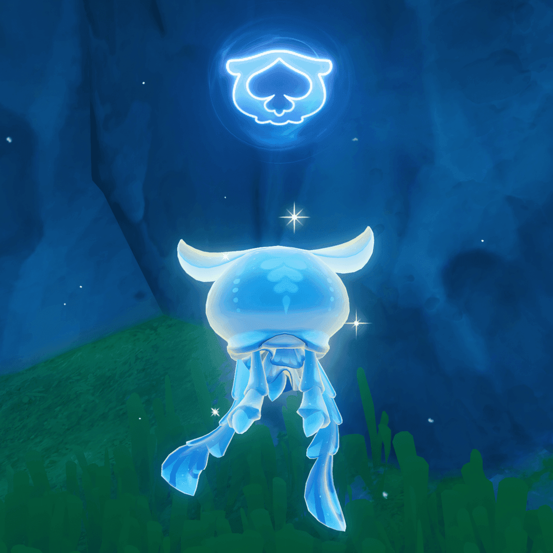 Guide image displaying various Xenochromatic creatures in Genshin Impact Fontaine with their special abilities highlighted