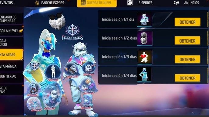 Интерфейс календаря входа Free Fire Diamonds LATAM, отображающий награды за серию и этапы получения алмазов