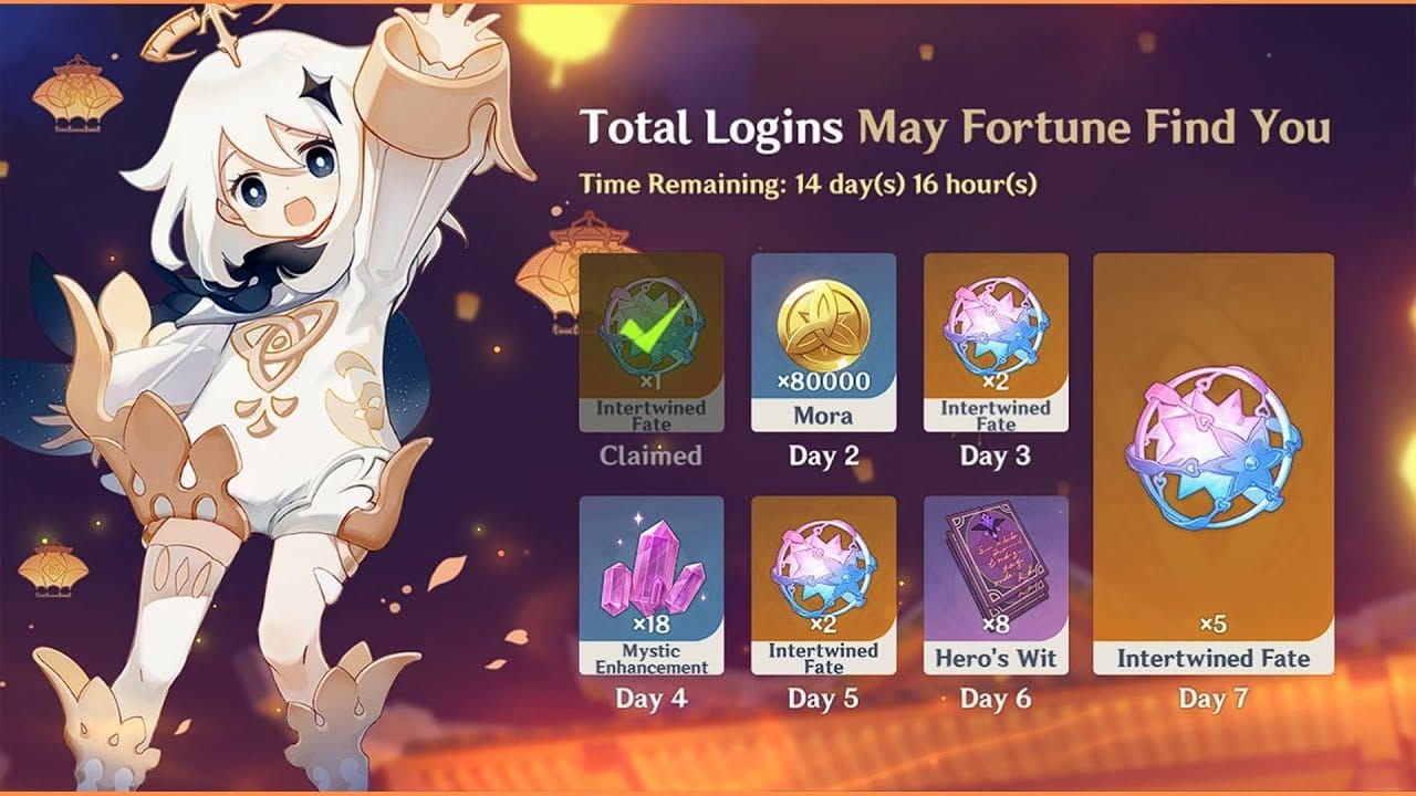 Genshin Impact May Fortune Find You mini-game screenshot displaying trees and jades