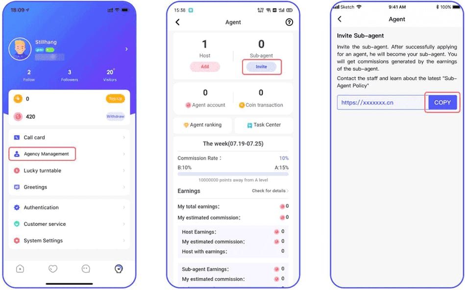 Poppo Live host dashboard interface showing Profile and Tasks sections for bonus missions