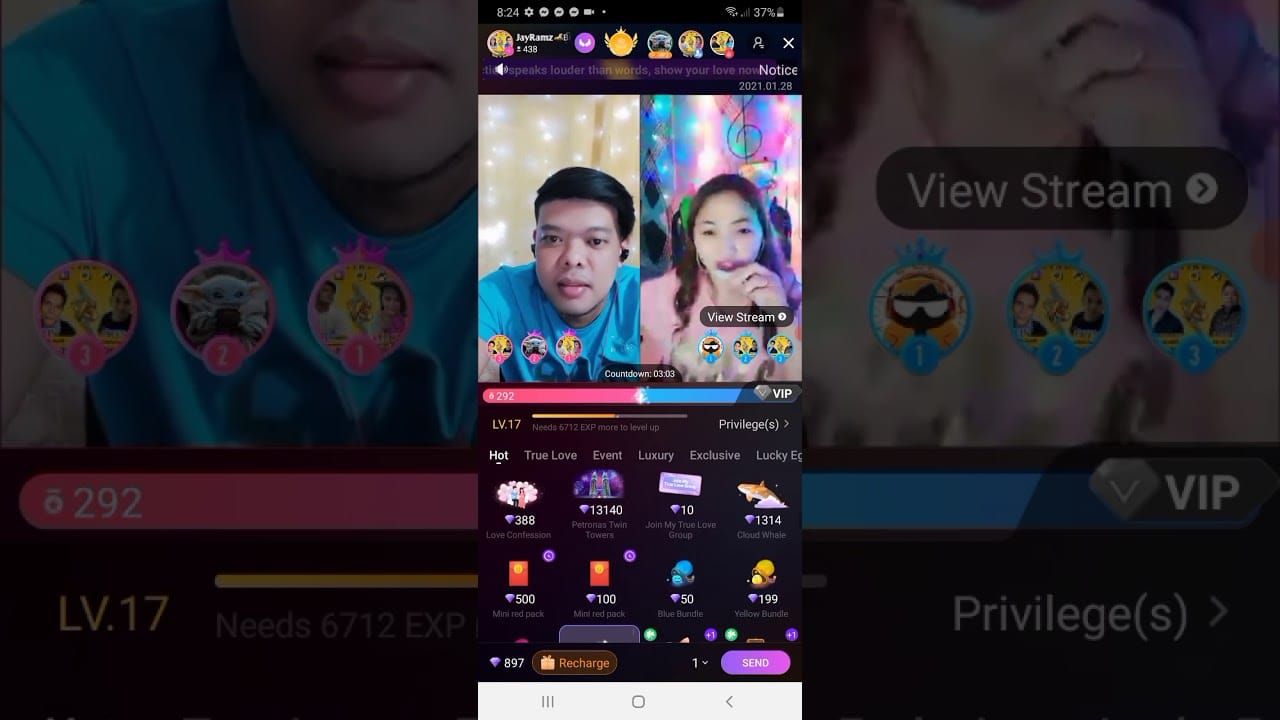 Uplive PK battle with multipliers and coin rewards