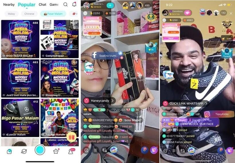 Функция магазина BIGO Live, показывающая процесс внешнего перенаправления во время прямой трансляции