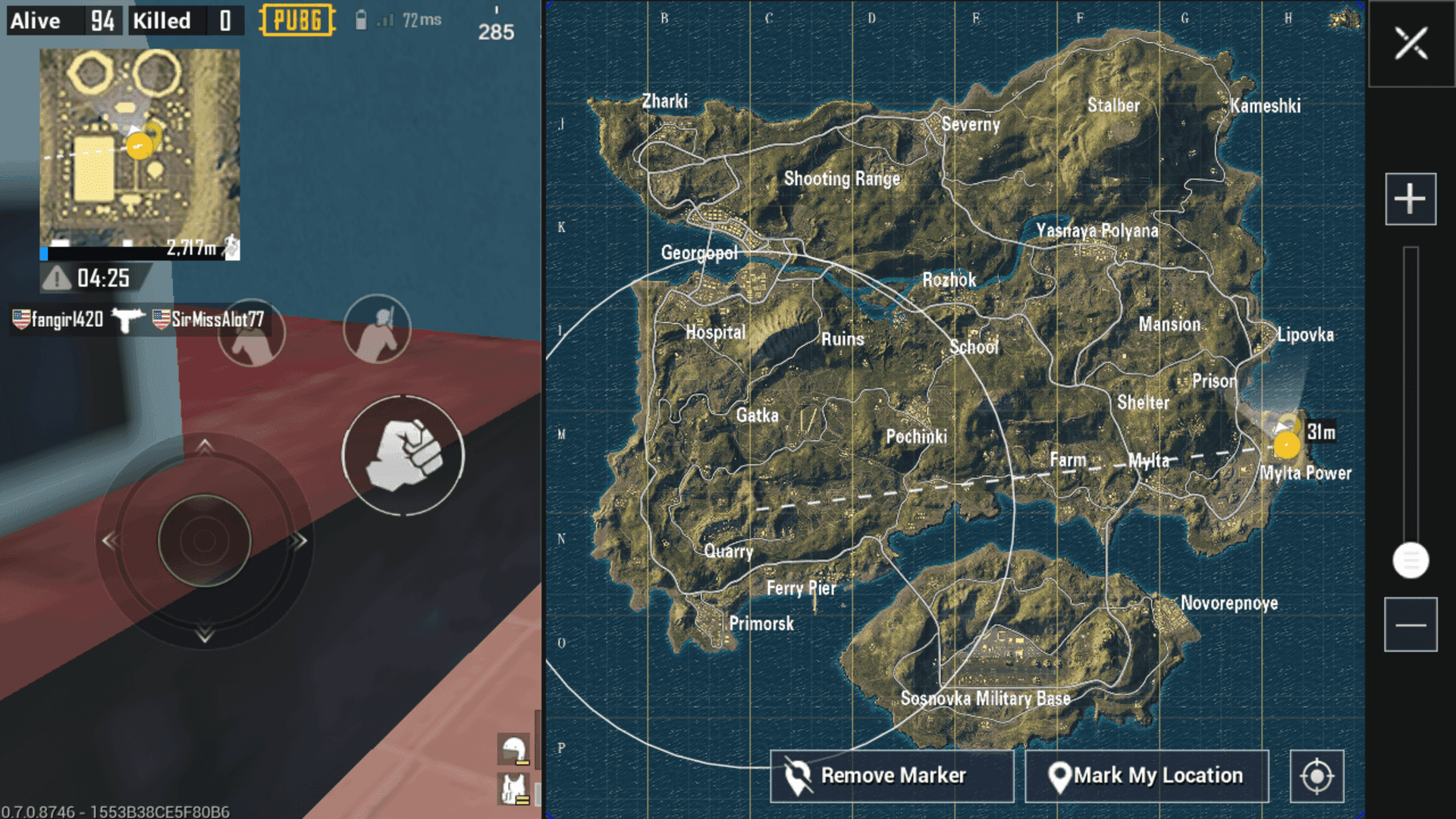 PUBG Mobile Predator vs Survivors map layout showing Lab, Canteen, Courtyard, and Warehouse zones