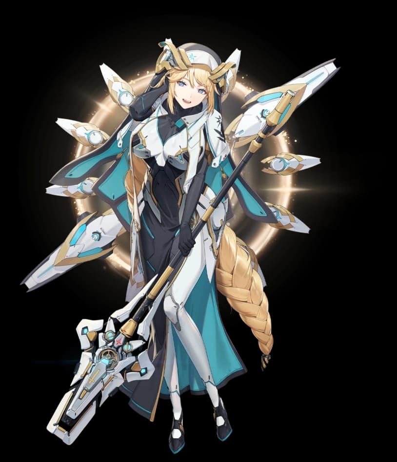 Goddess of Victory: NIKKE budget team characters Label, Centi, Liter, and Rapunzel for SIN EDITOR Challenge