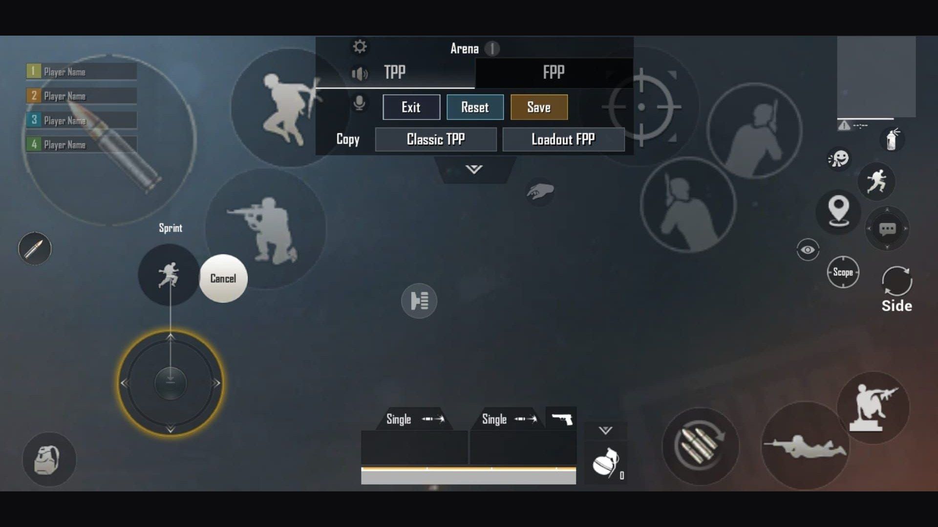 Кастомная раскладка HUD в PUBG Mobile на Android-устройстве 120 Гц с включенным «Ультра Экстрим»