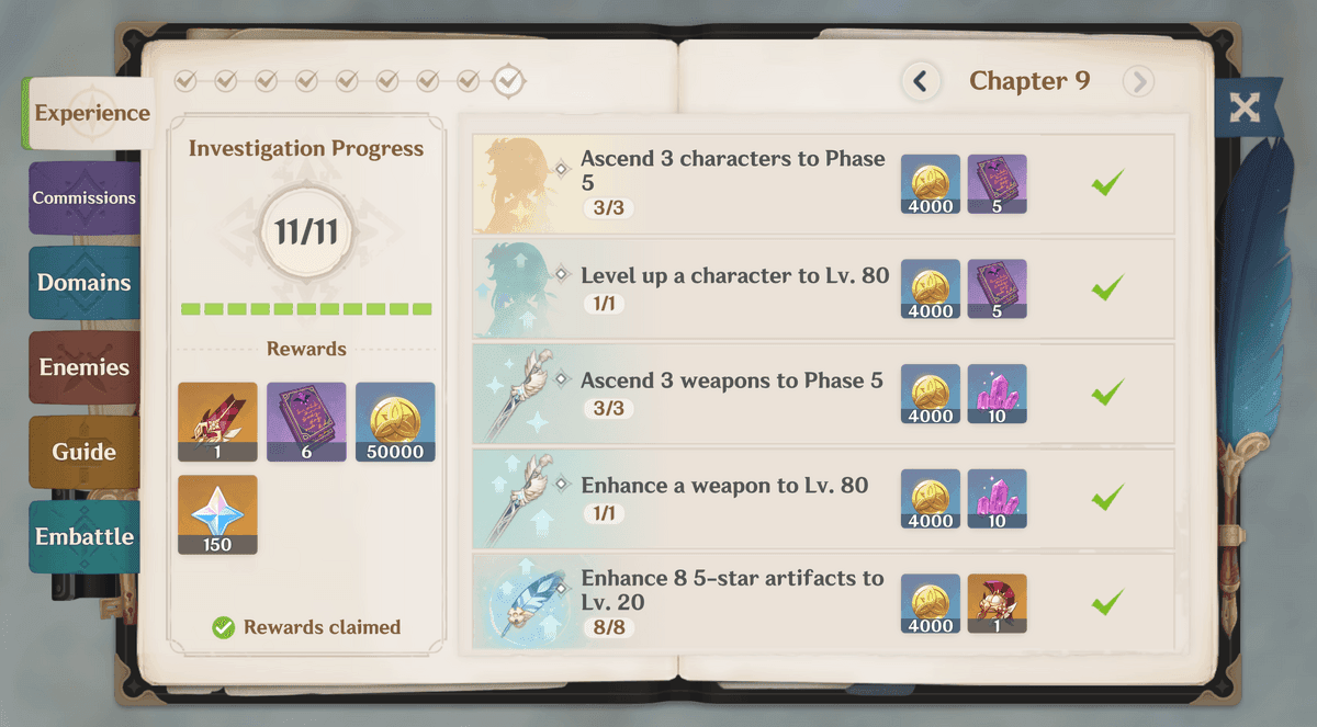 Adventurer Handbook Quick Challenge interface for weekly bosses