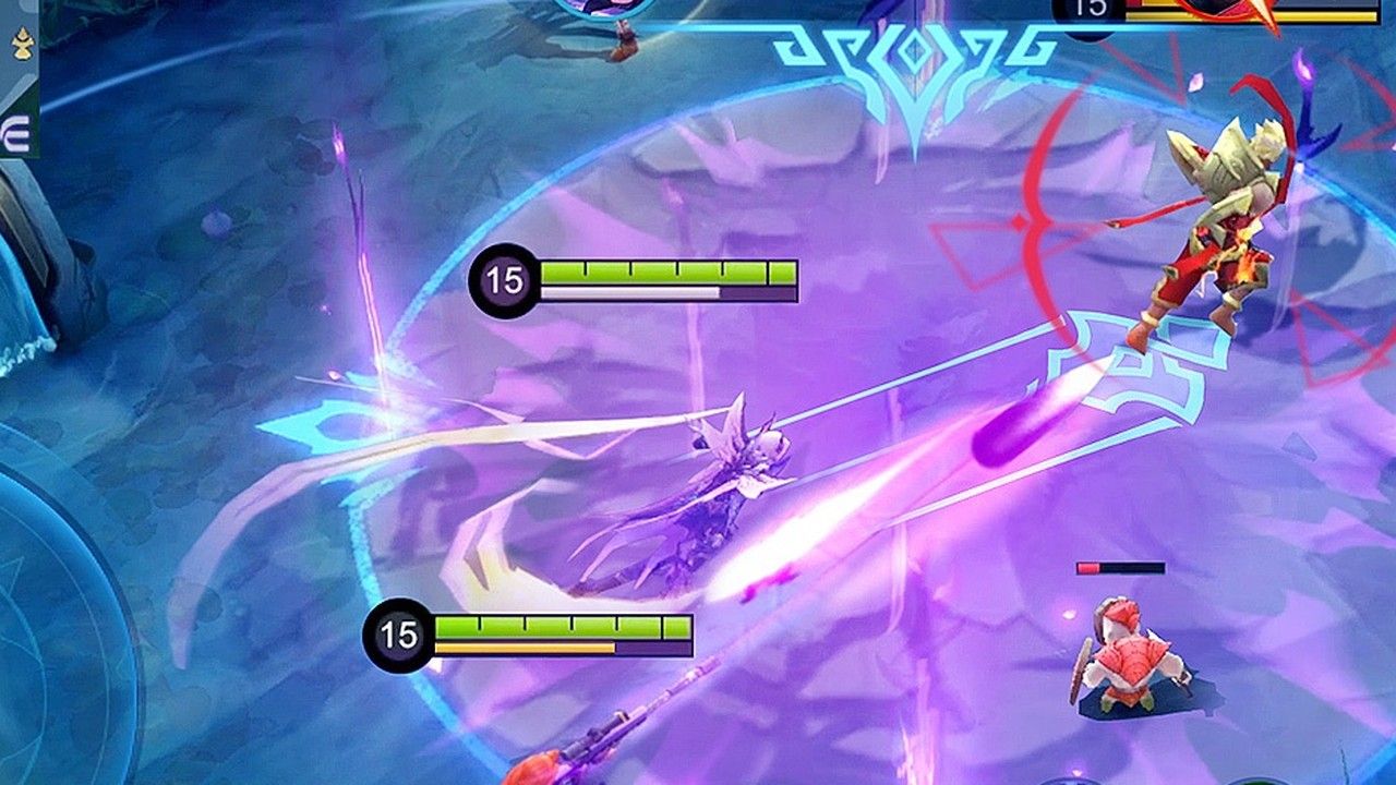 Линия прицеливания скиллшота и прицел фиксации героя в Mobile Legends