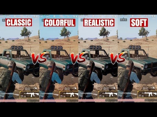 Сравнение мягкой и насыщенной графики в PUBG Mobile на снежной карте Эрангель