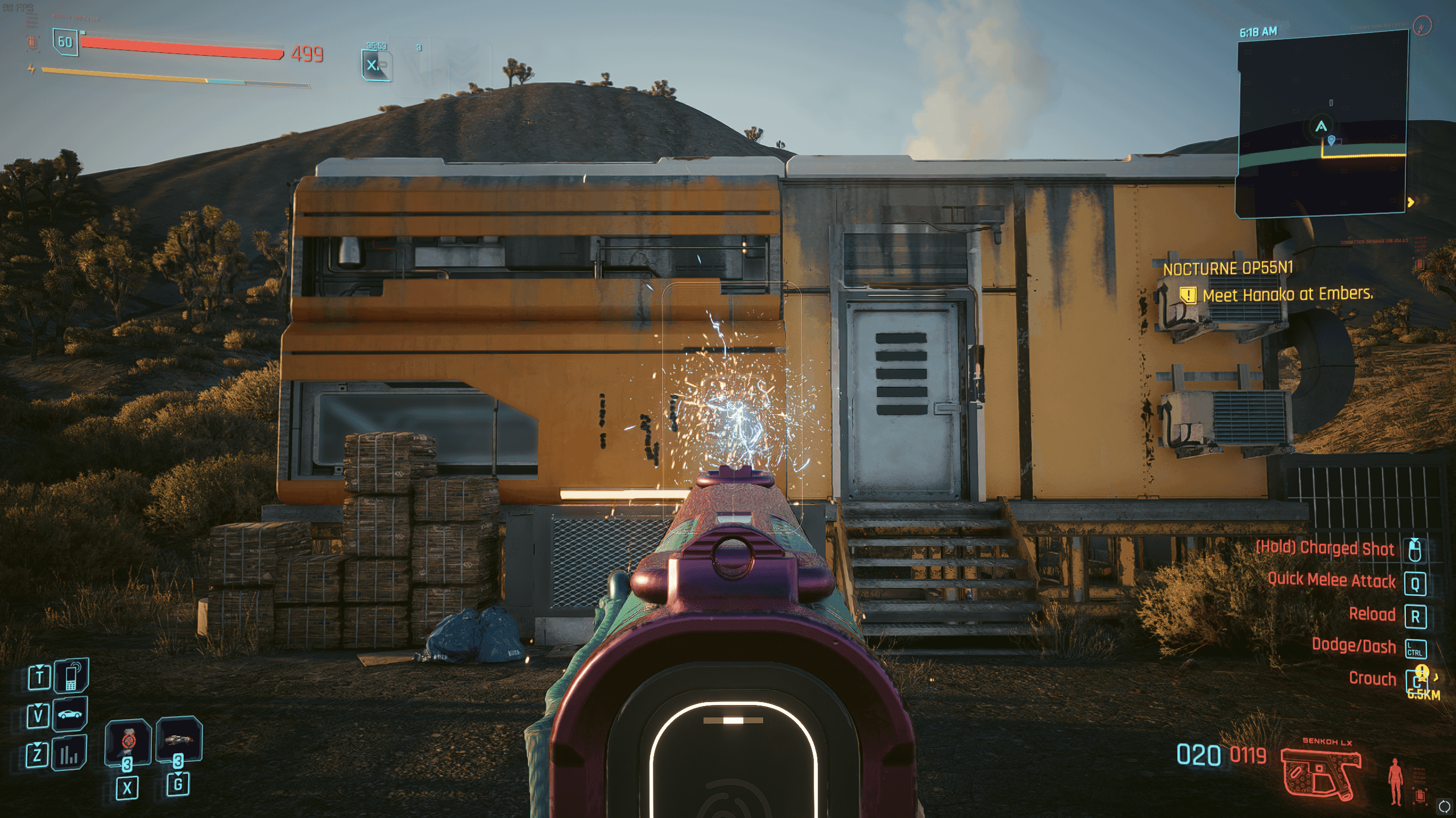 Заряженный выстрел из электромагнитного оружия, пробивающий укрытие в Cyberpunk 2077
