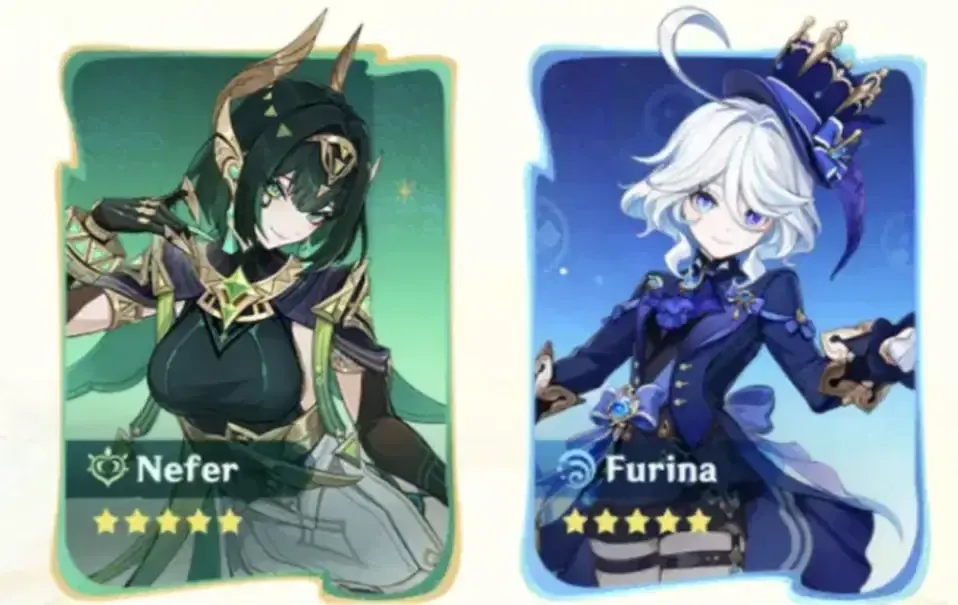 Nefer and Furina character banners in Genshin Impact
