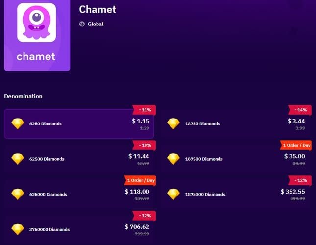 Экран ежедневной отметки в приложении Chamet для получения бесплатных алмазов
