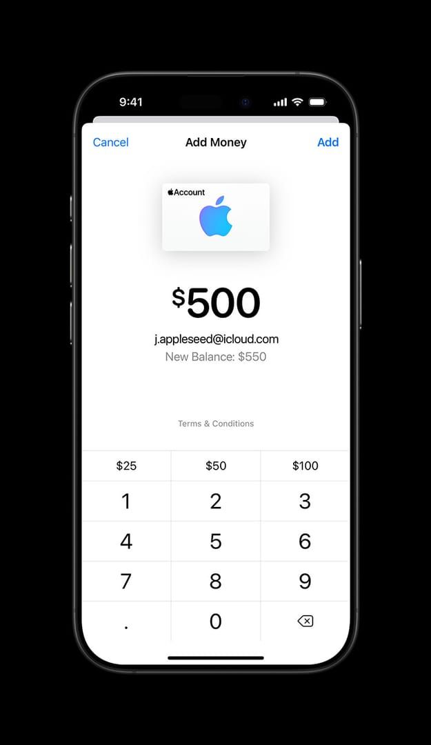 Скриншот интерфейса активации подарочной карты Apple